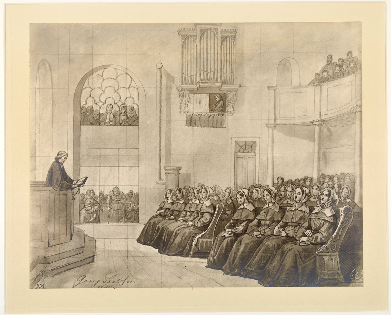 Diaconissen-Kirche，牧师Fliedner在1840年向Kaiserswerth的教堂讲道 作者 JB特别国家