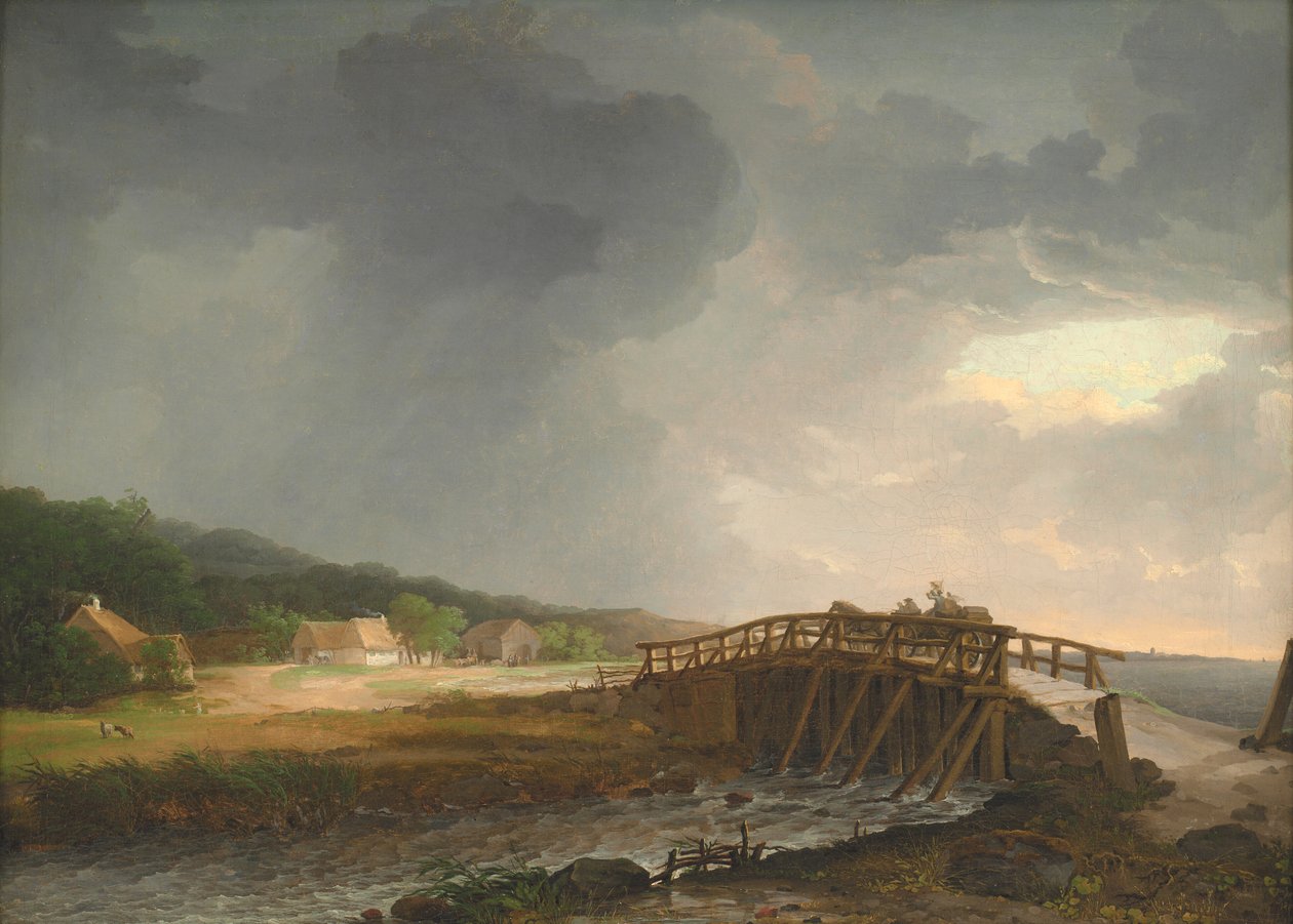 横跨 Tryggevælde 河的大桥，眺望新西兰科日（Køge）。 作者 约翰·克里斯蒂安·达尔