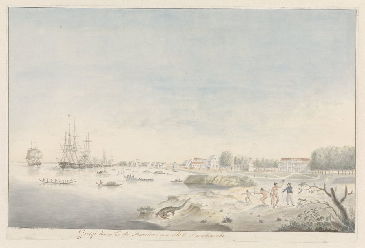 1821 年大火后不久的帕拉马里博海滨 作者 JD van Herwaarden（艺术家签名）