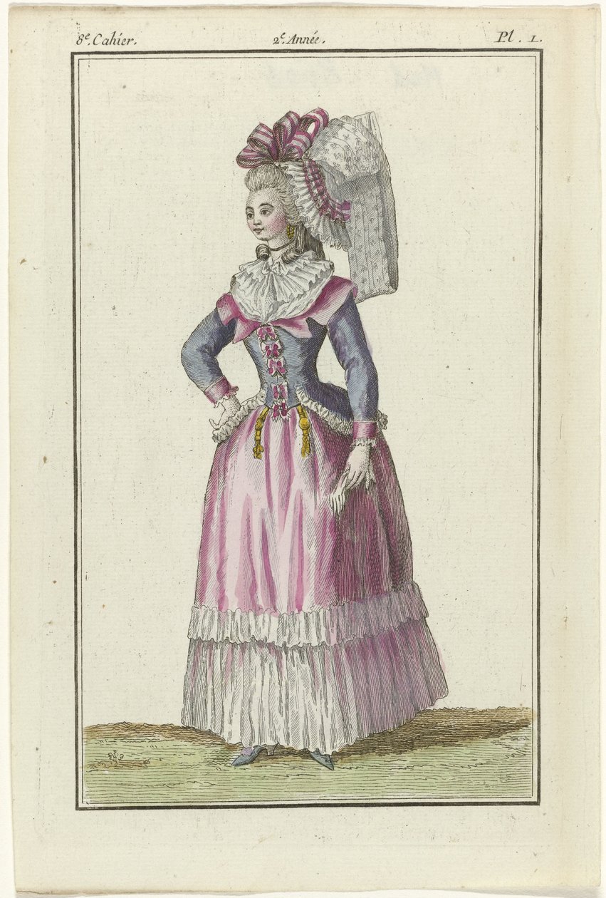 Magasin des Modes Nouvelles Françaises et Anglaises, kopie naar 1787, Pl. 1, 8th section 作者 JJ图托