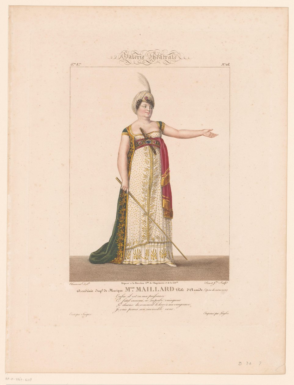 玛丽-泰雷兹-达沃（Marie-Thérèse Davoux）饰演阿米德一角的肖像
Mlle.马亚尔（物品上有标题） 作者 JL 拜诺伊斯特 (II)