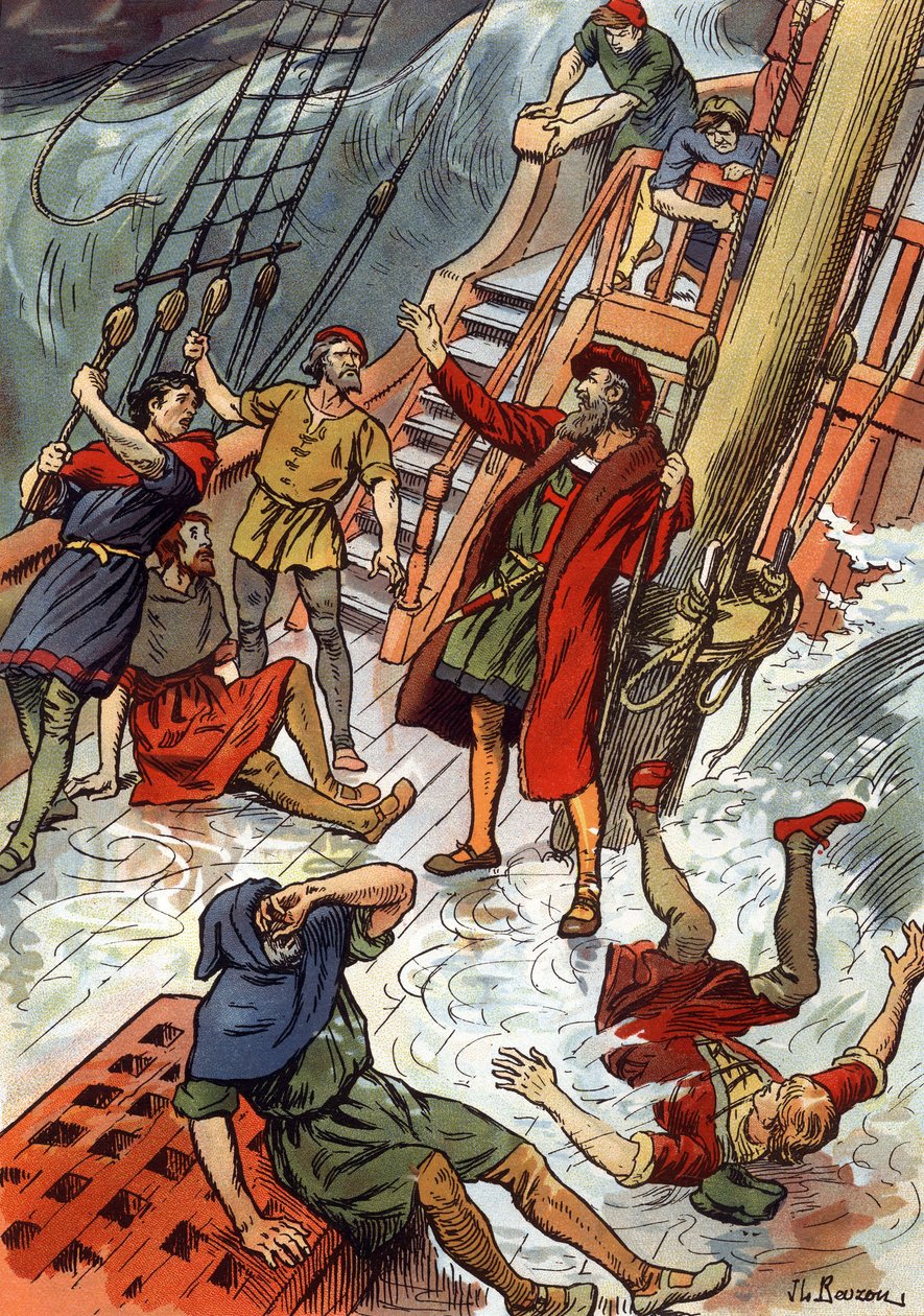 瓦斯科-德-伽马（Vasco de Gama）在南非好望角遭遇风暴时在此停留 作者 JL Beuzon (FL.1880 1940)