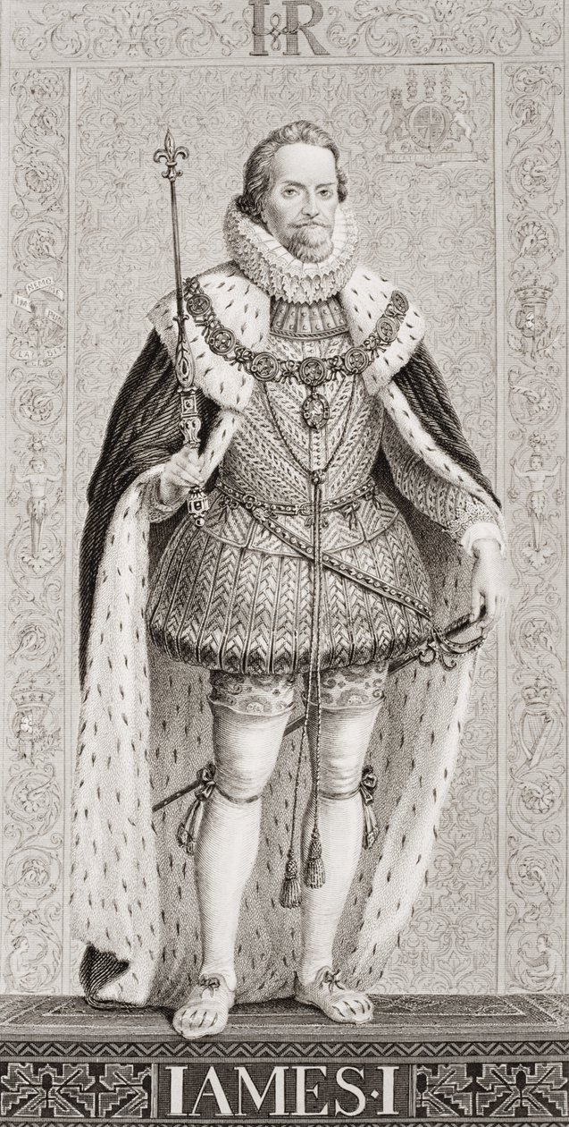 詹姆斯一世（1566-1625）来自“英国和苏格兰历史插图”第一卷 作者 威廉姆斯（JL Williams）