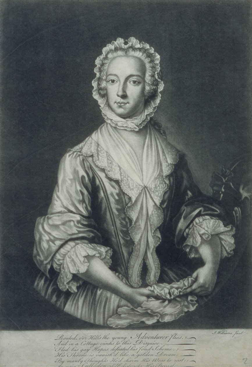 查尔斯王子伪装成&39;贝蒂伯克&39;（mezzotint engraving） 作者 威廉姆斯（JL Williams）