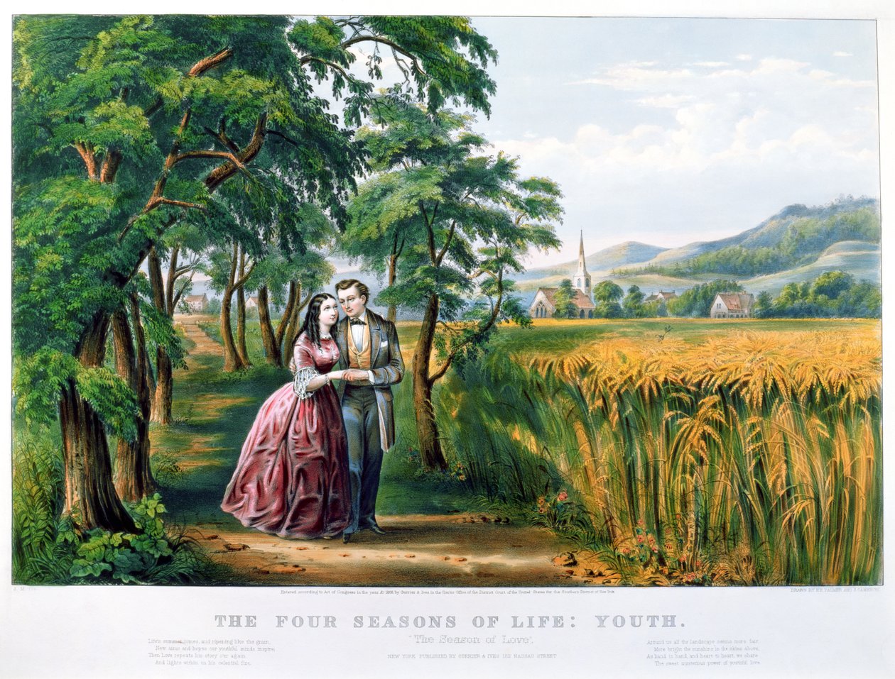 生命的四季：青年，“爱的季节”，由Parsons和Atwater雕刻，酒吧。作者：Currier和Ives，纽约，1868年（见87970,87966） 作者 N. and Ives，JM库里尔