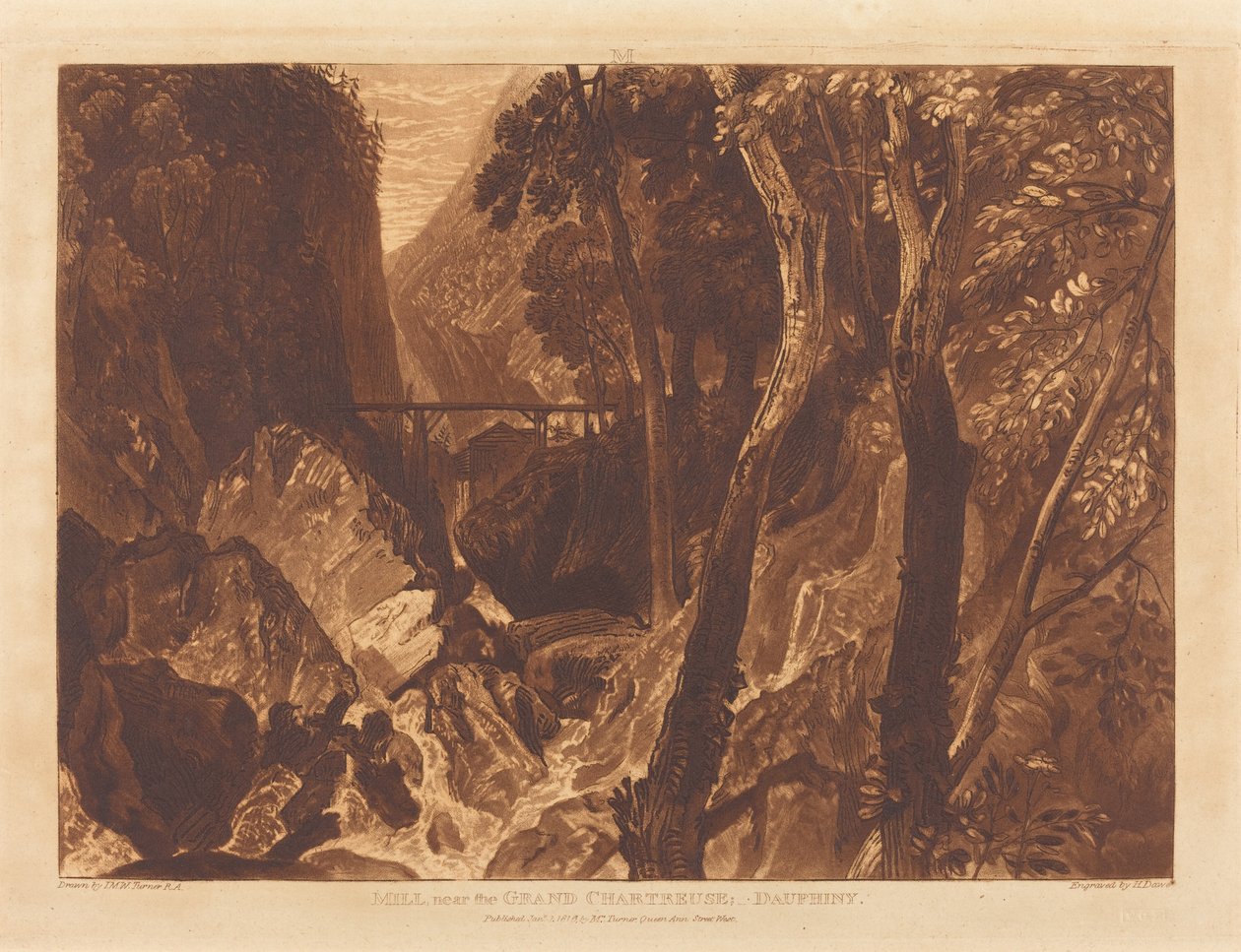 大沙特河附近的磨坊，1816年出版。 作者 约瑟夫·马洛德·威廉·特纳