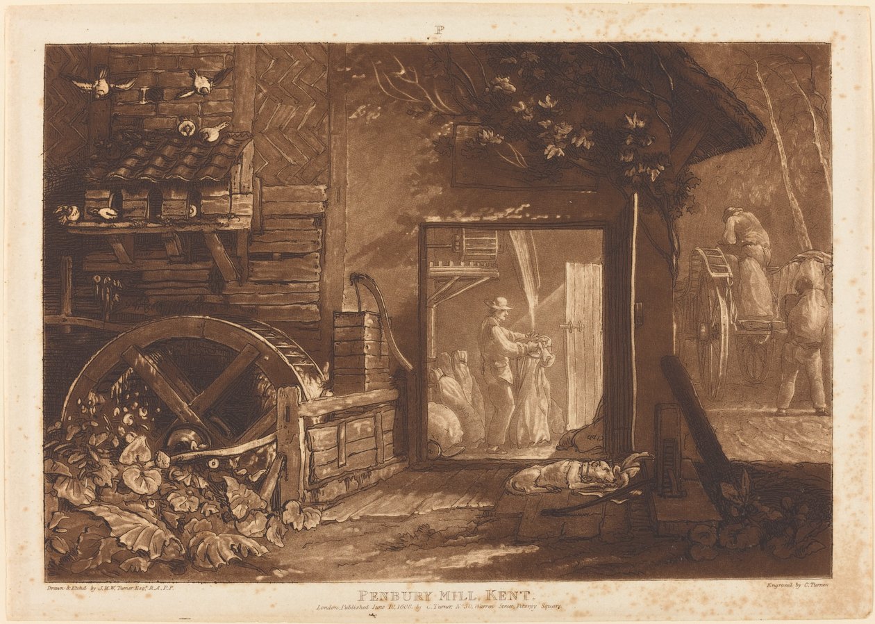 肯特郡Pembury Mill，1808年出版。 作者 约瑟夫·马洛德·威廉·特纳