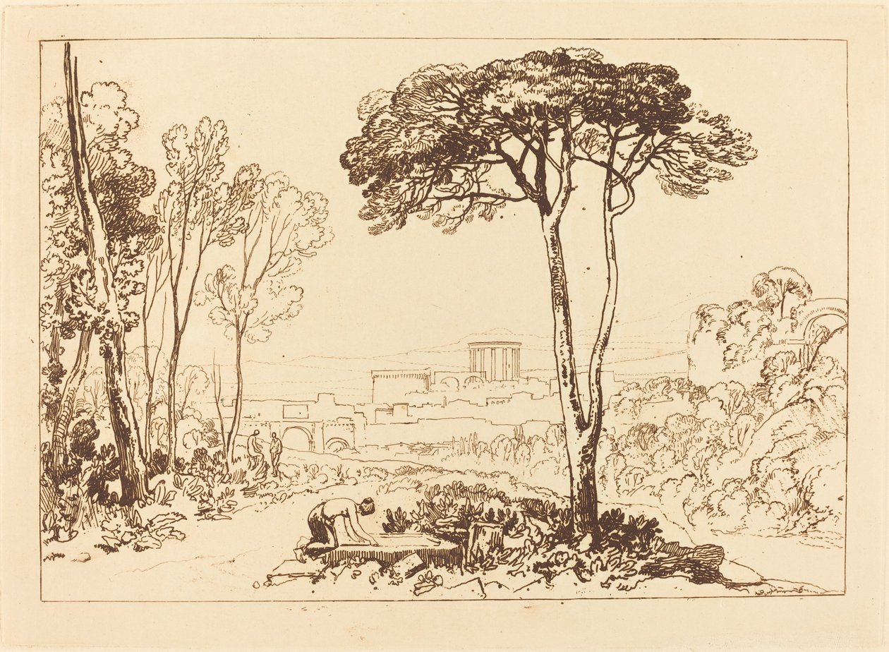 坎帕尼亚的场景，1812年出版。 作者 约瑟夫·马洛德·威廉·特纳