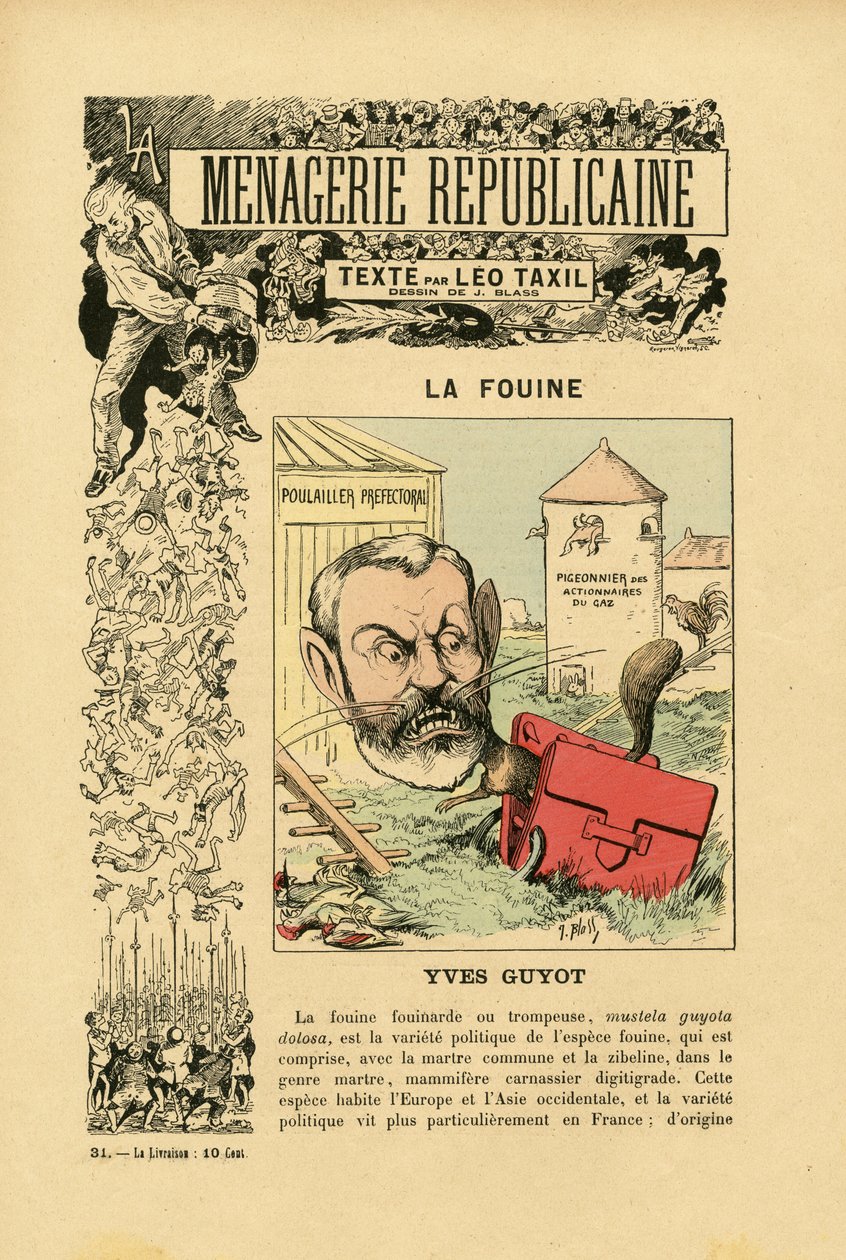 J. Blass（1847-1892 年）在《Menagerie Republicaine Republicaine》中的插图 第三共和国主要人物的幽默画廊 作者 J. (1847 1892) 苍白