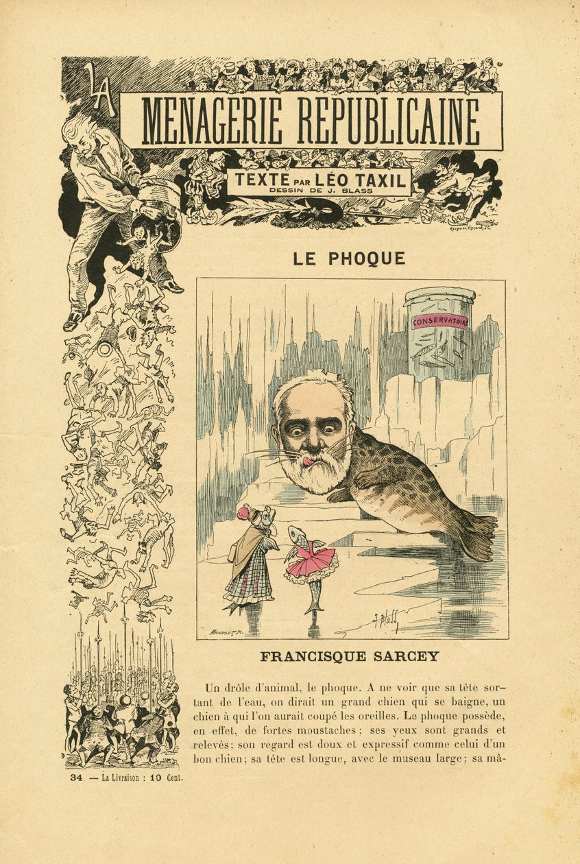 J. Blass（1847-1892）在《共和动物园》中的插图第三共和国主要人物的幽默画廊 作者 J. (1847 1892) 苍白