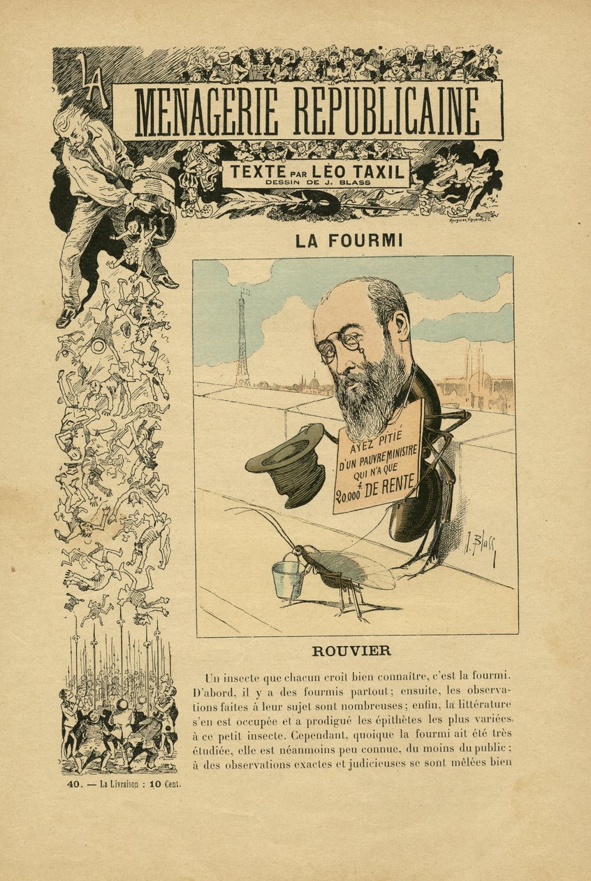 布拉斯（J. Blass，1847-1892 年）在《第三共和国主要人物幽默画廊》（Menagerie Republicaine Humoristic gallery of the Main Character of the Third Republique）中的插图，第 40 期 作者 J. (1847 1892) 苍白
