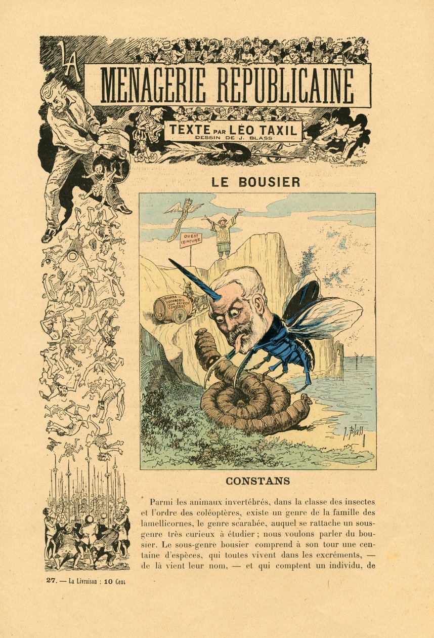第三共和国主要人物幽默画廊，第 27 号，《彩色讽刺》（Satirique en Couleurs 作者 J. (1847 1892) 苍白