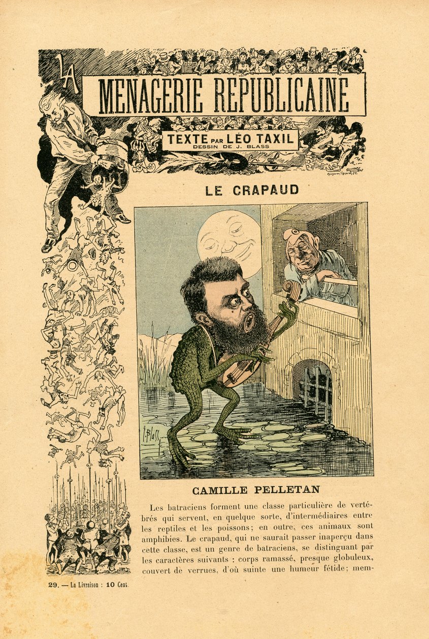 第三共和国主要人物幽默画廊，第 29 号，《彩色讽刺画》（Satirique en Couleurs 作者 J. (1847 1892) 苍白