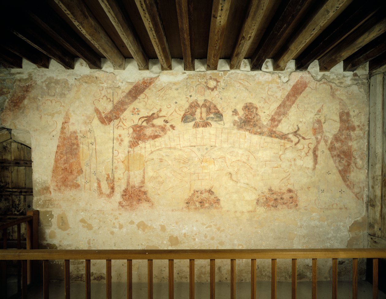 萨默塞特郡克利夫修道院画室东墙上的15世纪壁画，1999年 作者 J贝利