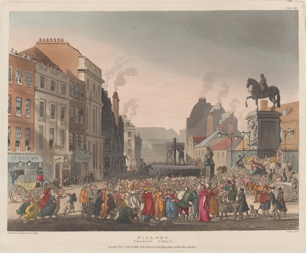 Pillory, Charing Cross, April 1, 1809., April 1, 1809. 作者 J. 布拉克