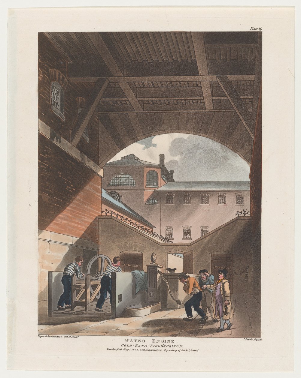 水机，冷水浴场的监狱，1808年，1808年。 作者 J. 布拉克