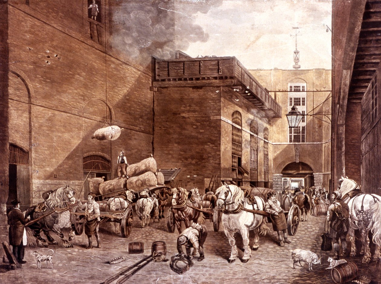伦敦 "小时玻璃 "啤酒厂，1821年 作者 J布罗姆利