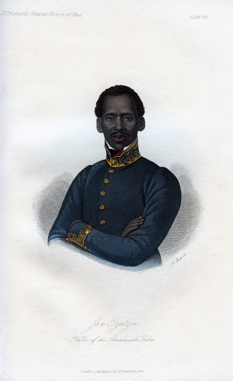 Jan Tzatzoe，《阿马科萨部落》的卡菲尔，1848年。 作者 J·布尔