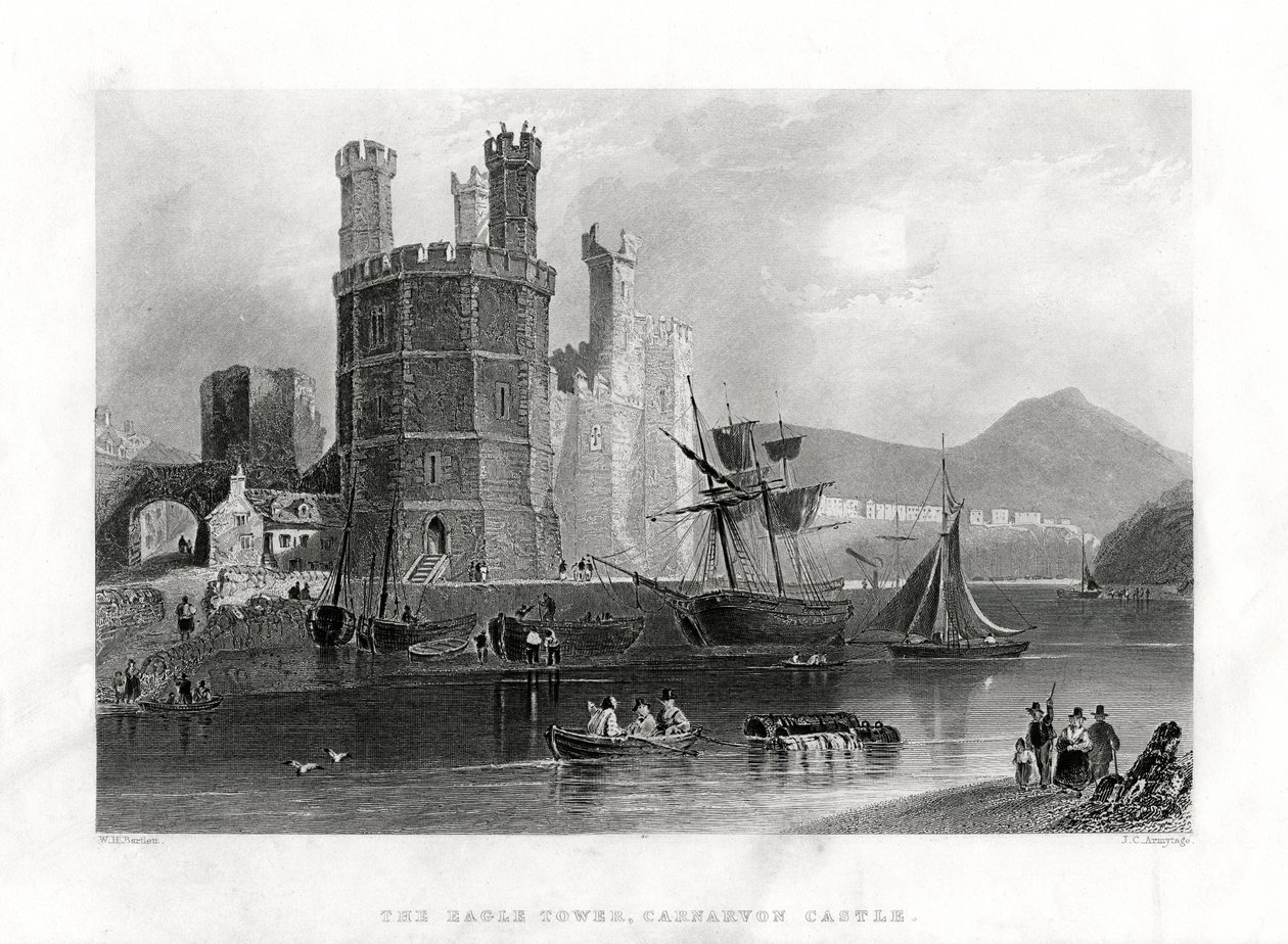 鹰塔，卡那封城堡，卡那封，北威尔士，1860年 作者 JC建军纪念日