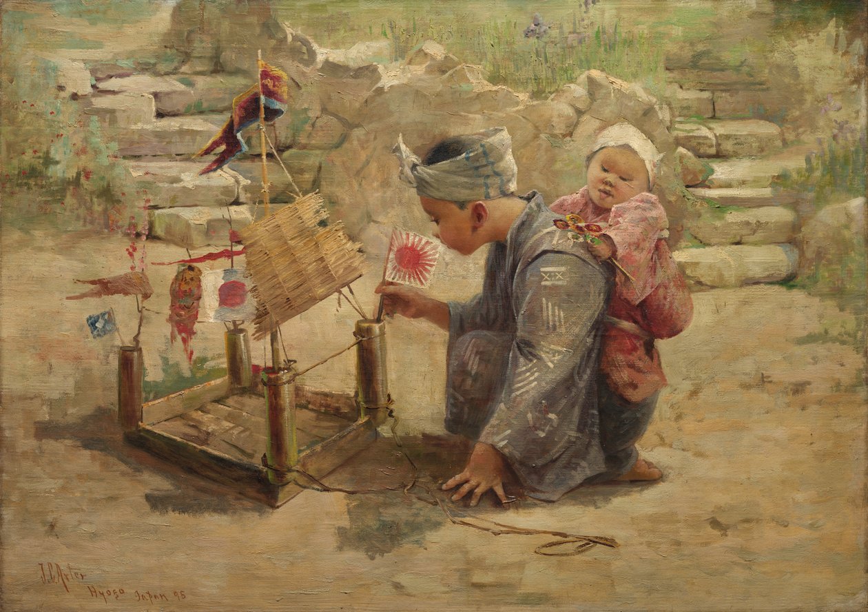 日本男孩建造战车，1895年。 作者 JC 阿尔特。