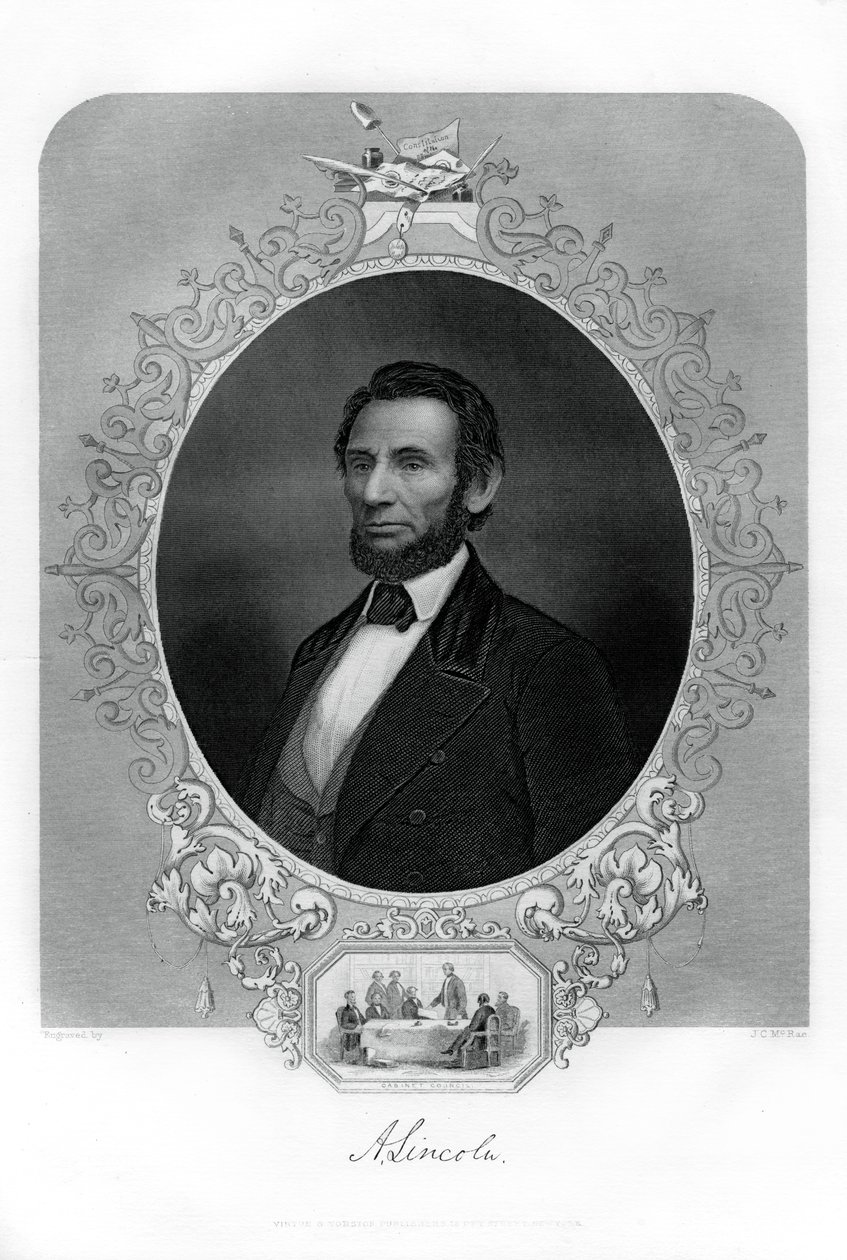 1862-1867年，美国政治家亚伯拉罕·林肯总统。 作者 杰西·麦克雷