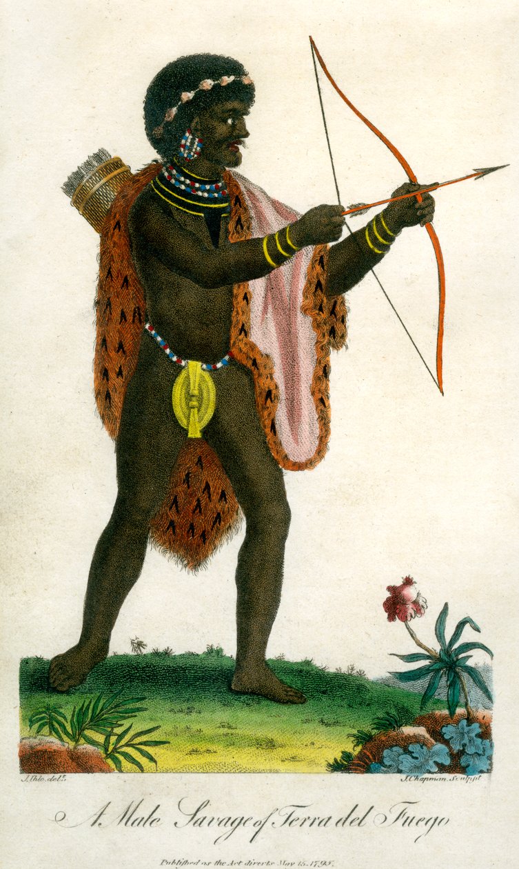 1795年，《兵马俑》（Terra del Fuego）的雄性野蛮人。 作者 查普曼