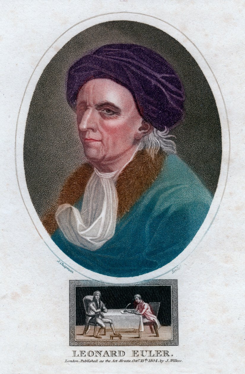 莱昂哈德·欧拉（Leonhard Euler），18世纪的瑞士数学家和物理学家，1804年。 作者 查普曼