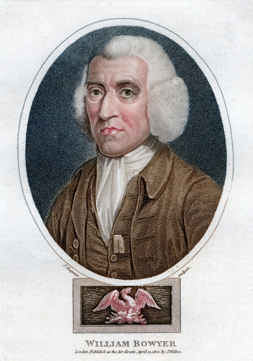 威廉·鲍耶（William Bowyer），18世纪英语印刷家和文学编辑，1800年。 作者 查普曼