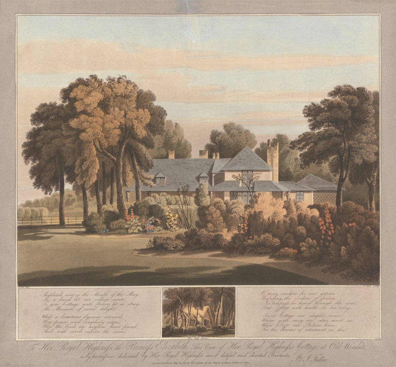 古老温莎（Old Windsor）的伊丽莎白公主伊丽莎白公主小屋（HRH）的风景，以及下面的苔藓屋 作者 克拉克