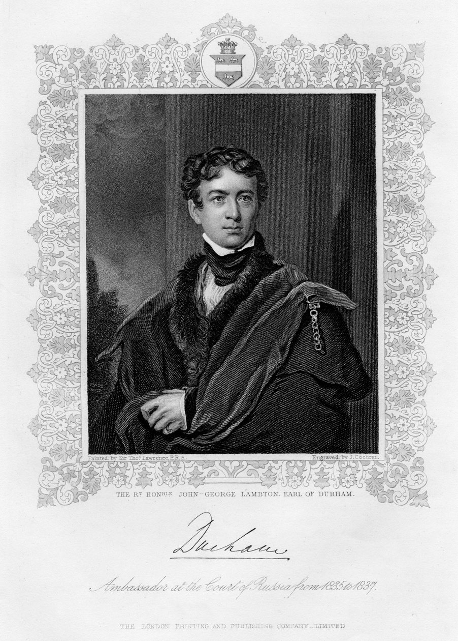 约翰·乔治·兰伯顿（John George Lambton），达勒姆伯爵，十九世纪 作者 J·科克伦