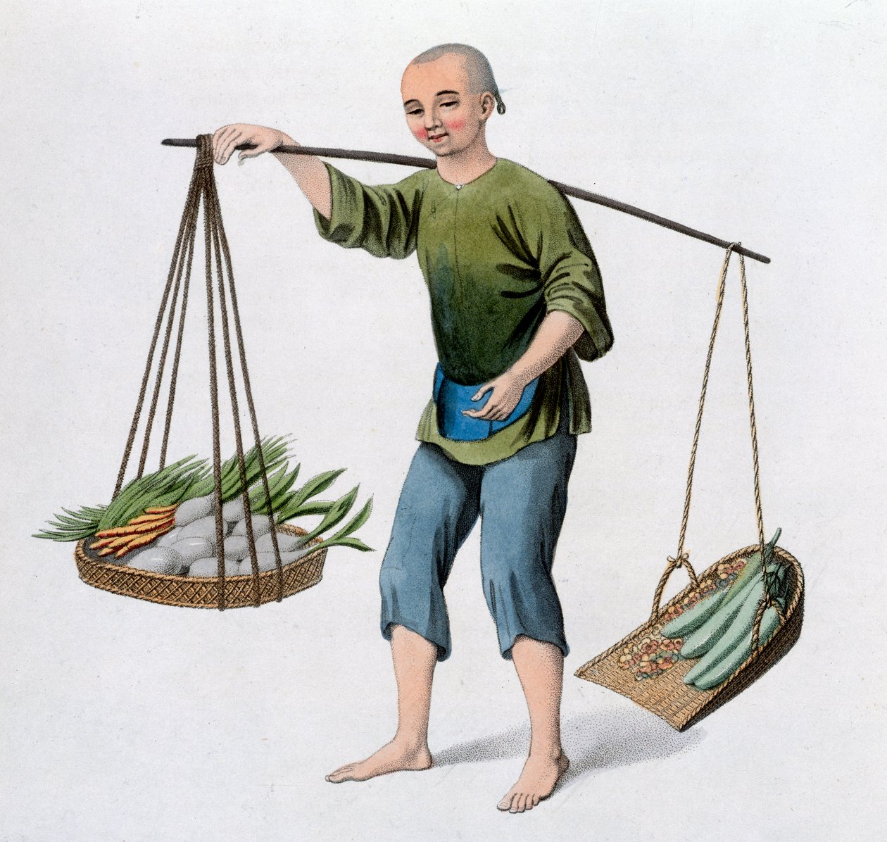 一个带着蔬菜的男孩，1800年 作者 达德里