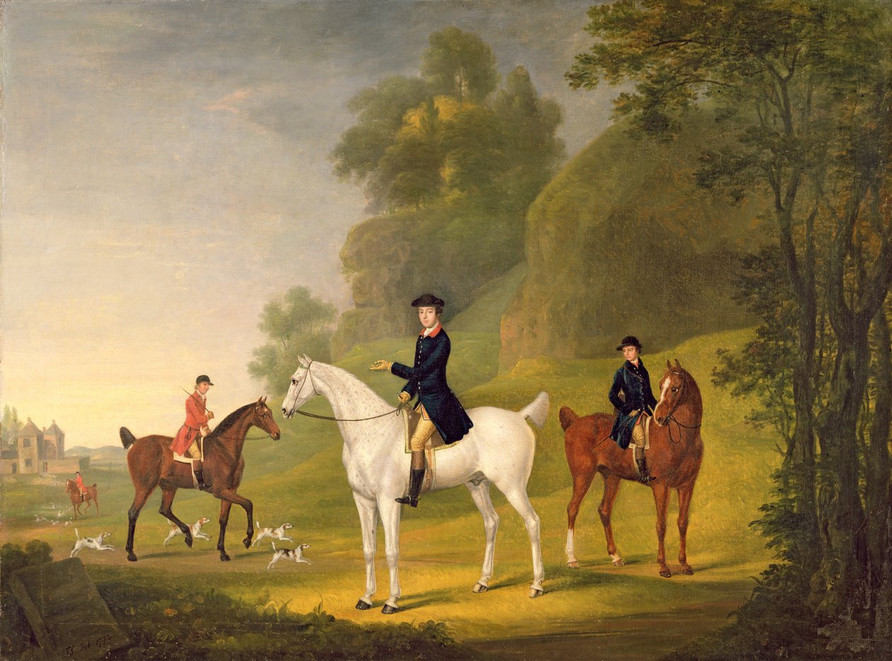 Lord Bulkeley和他的鹞，他的猎人John Wells和Whipper-In R. Jennings，1773 作者 弗朗西斯·萨托里乌斯