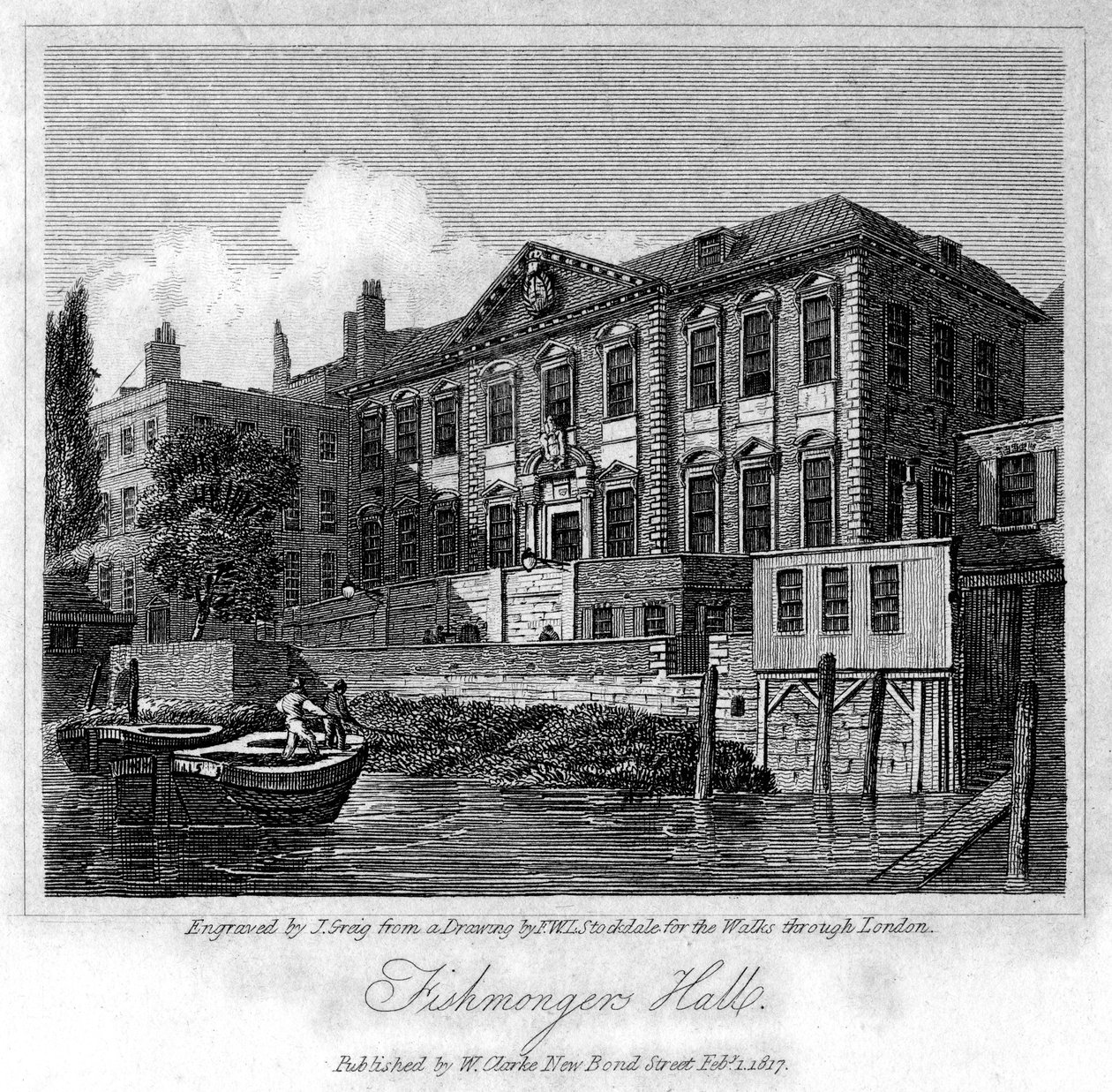 伦敦市鱼贩大厅，1817年。 作者 格里格