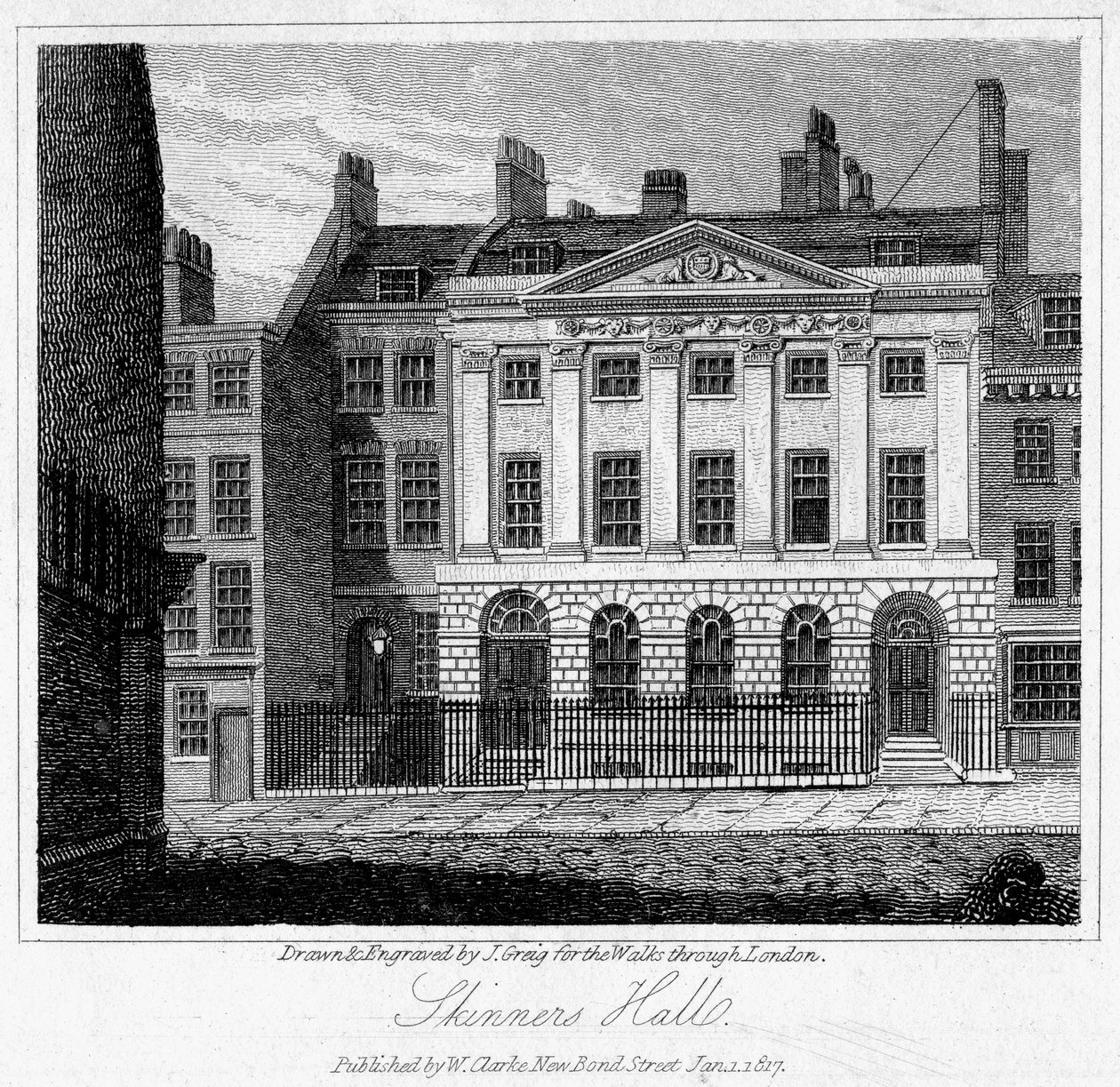 伦敦市Skinners Hall，1817年。 作者 格里格
