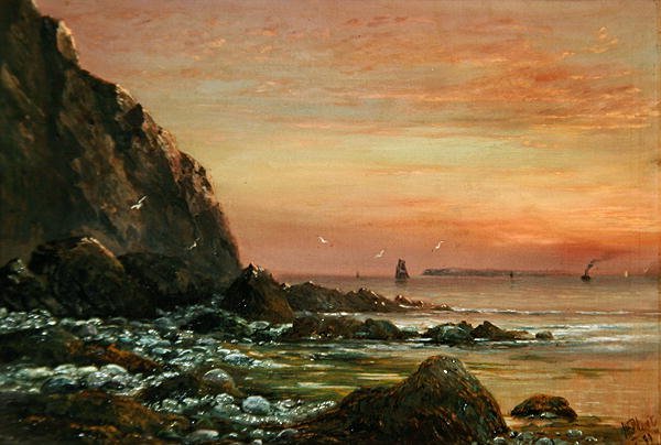 夕阳下的海景与悬崖 作者 JH布朗特