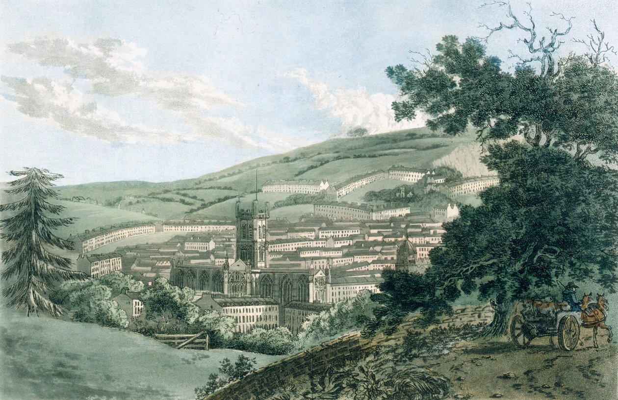 巴斯，从通往普里尔公园的私人道路上，酒吧。1793. 作者 J.哈塞尔