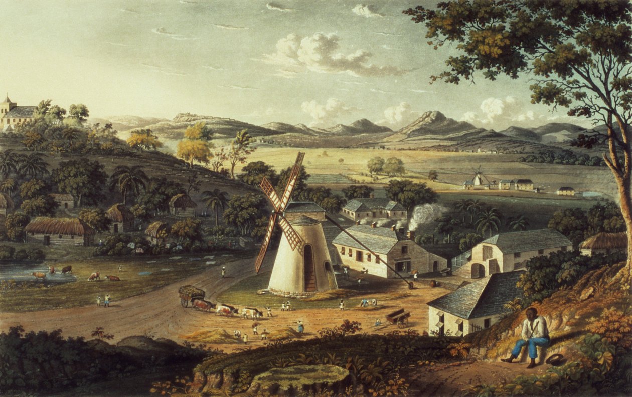从“西印度群岛的景色”，酒吧看到的旧北声，安提瓜。作者：T. und G. Underwood，1827 作者 约翰逊