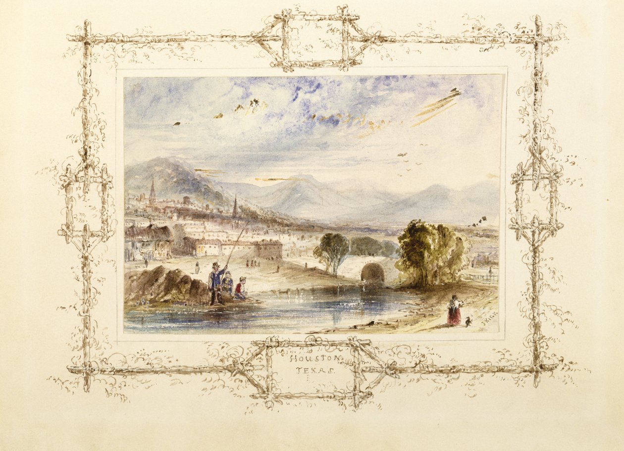 休斯顿的视图，c。 1846年（水彩在抹布纸上用明胶突出显示在纸张的二次支撑上） 作者 杰克