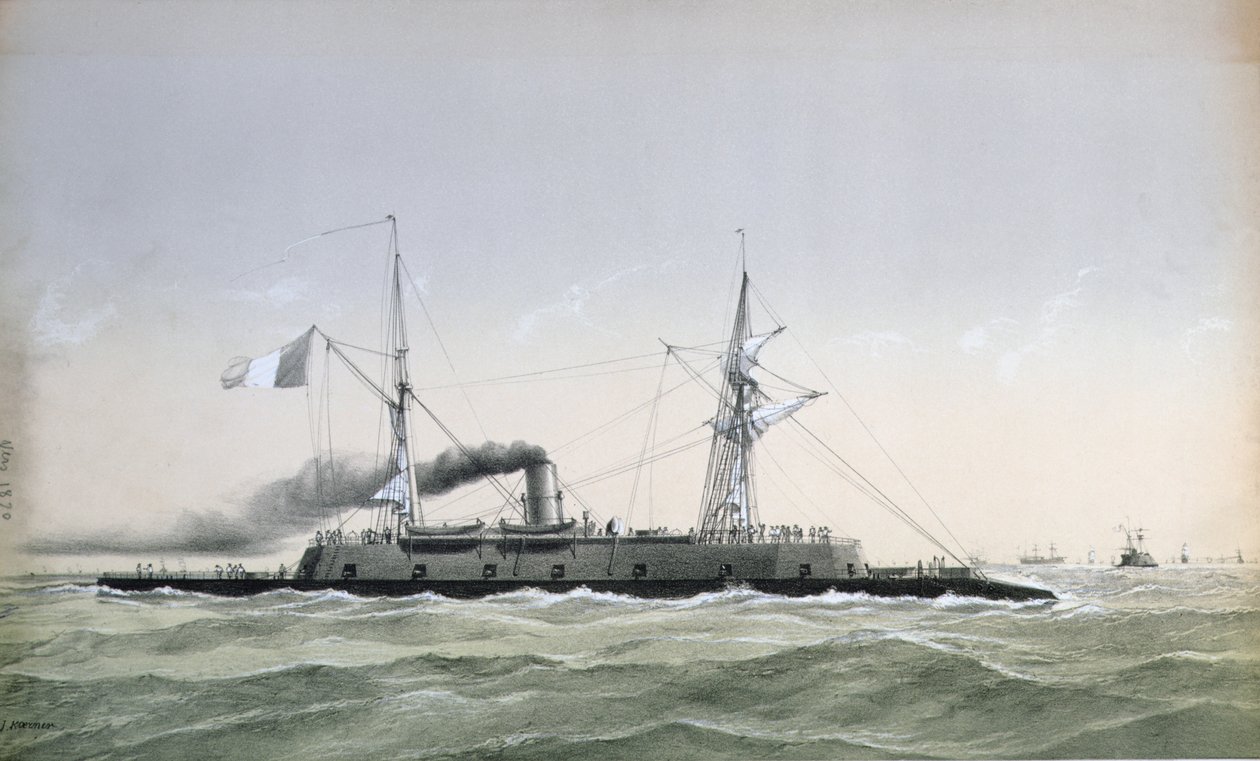 法国海军铁甲海岸警卫队船Le Rochambeau，c。 1870 作者 J·科纳