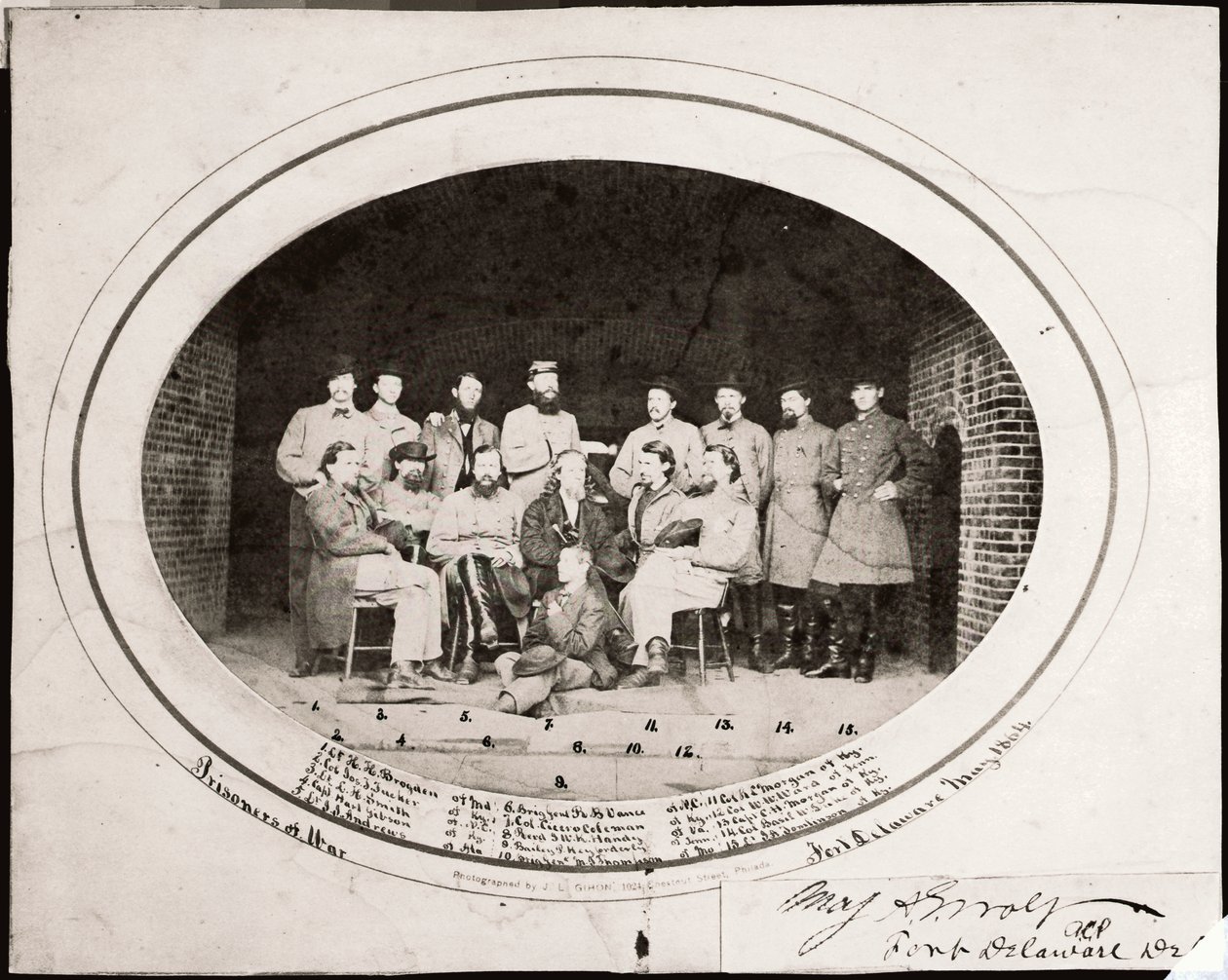 摩根十五突击队，特拉华堡，1864 年 5 月（黑白照片） 作者 JL吉洪