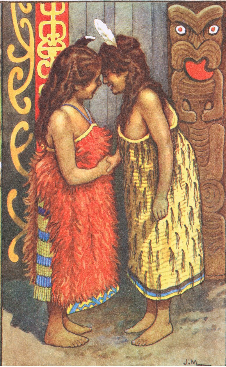 毛利女孩，摘自麦克米伦学校海报，约 1950-60 年代（彩色石版印刷）。 作者 麦克法伦