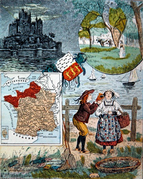 诺曼底和布列塔尼，Marie de Grandmaison为 "Le Tour de France "创作的插图 作者 莫雷尔