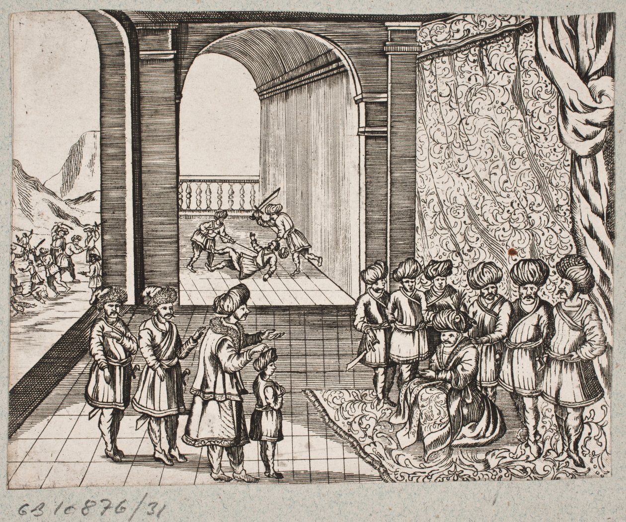 插图 til Adam Olearius，"Persianischer Rosenthal von einem Sinnreichen Poeten Schich Saadi[......]"，石勒苏益格，1660 年 作者 J穆勒