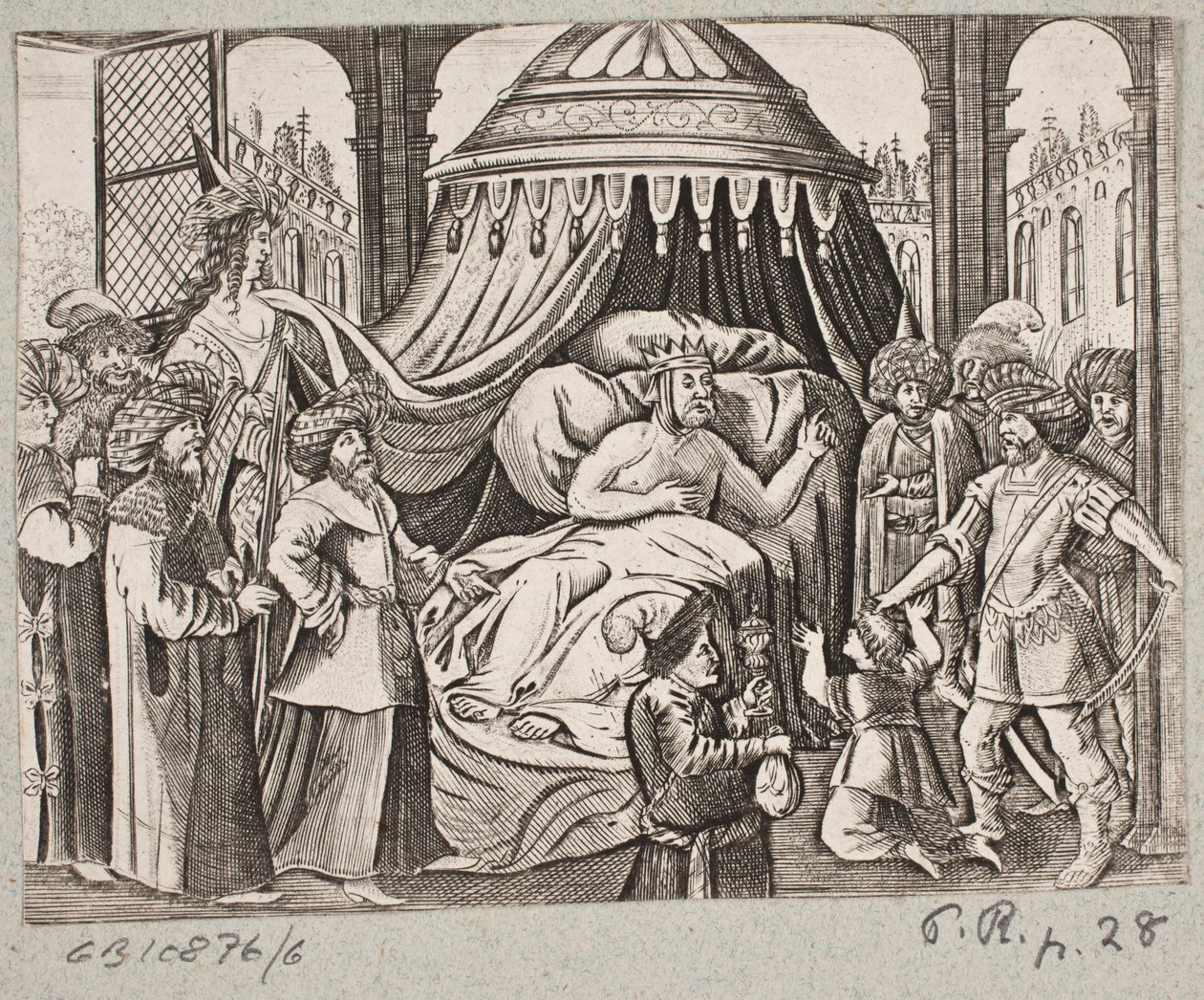 插图 til Adam Olearius，"Persianischer Rosenthal von einem Sinnreichen Poeten Schich Saadi[......]"，石勒苏益格，1660 年 作者 J穆勒