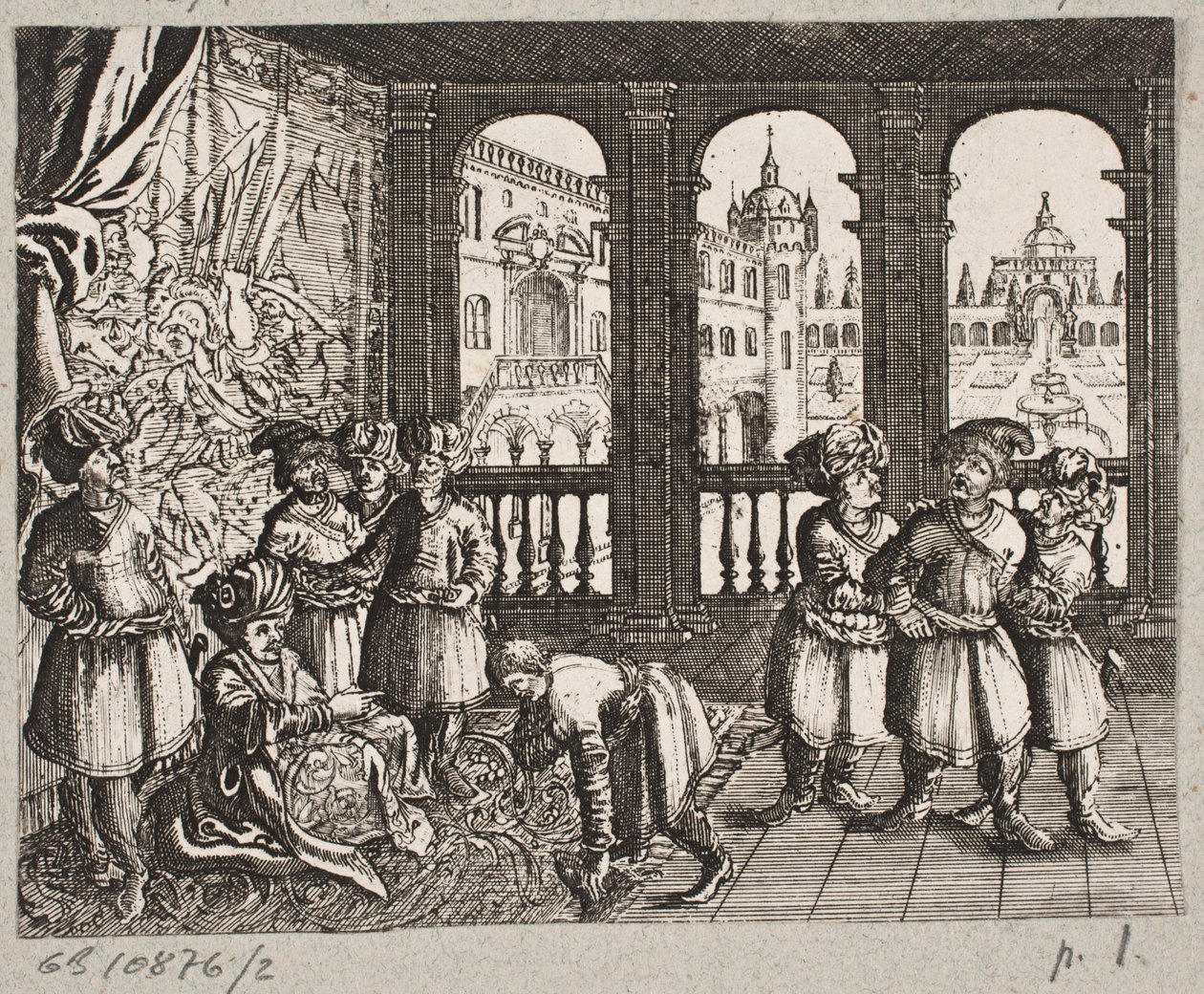 插图 til Adam Olearius，"Persianischer Rosenthal von einem Sinnreichen Poeten Schich Saadi[......]"，石勒苏益格，1660 年 作者 J穆勒