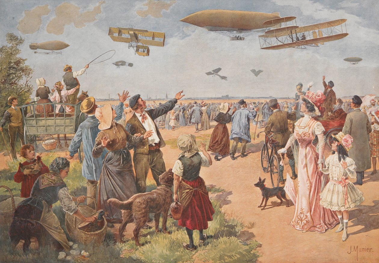 航空展，约1908年。 作者 J·穆尼尔