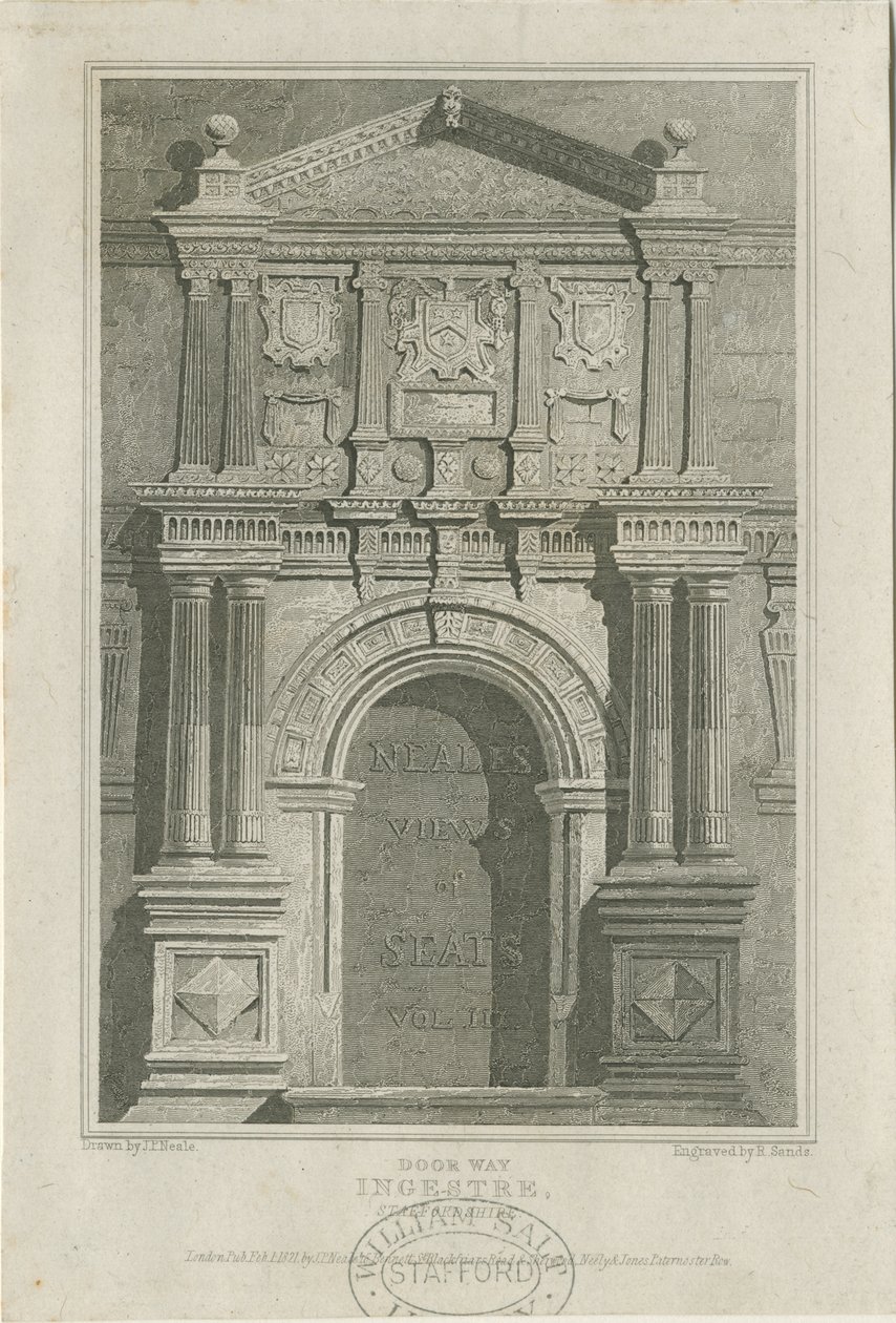 Ingestre Hall-门口：雕刻，nd [c 1821]（印刷） 作者 约翰·普雷斯顿·尼尔