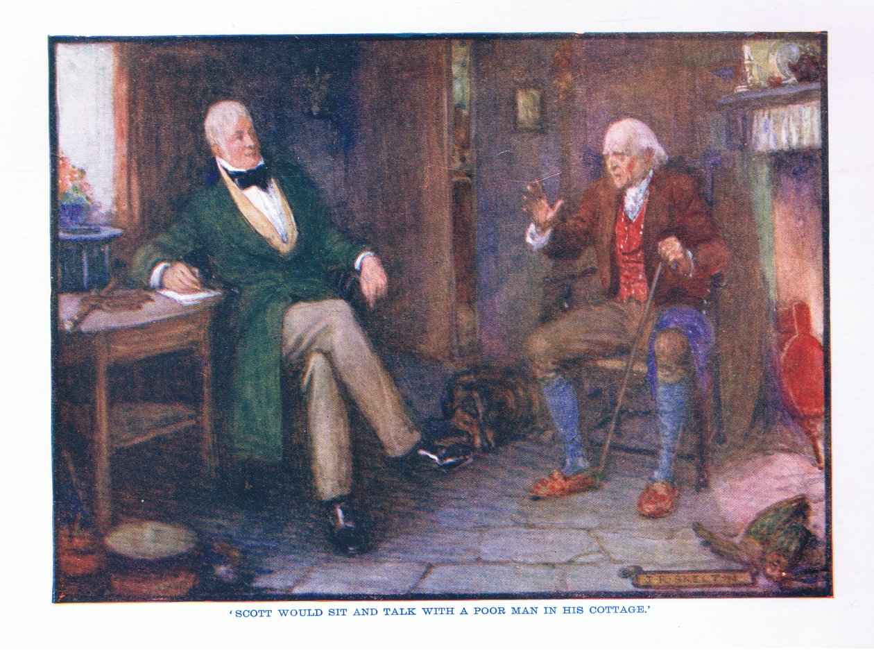 斯科特会和他的小屋里的一个可怜的男人坐在一起，从TC＆EC Jack，c.1920中的英国文学酒吧 作者 JR斯凯尔顿