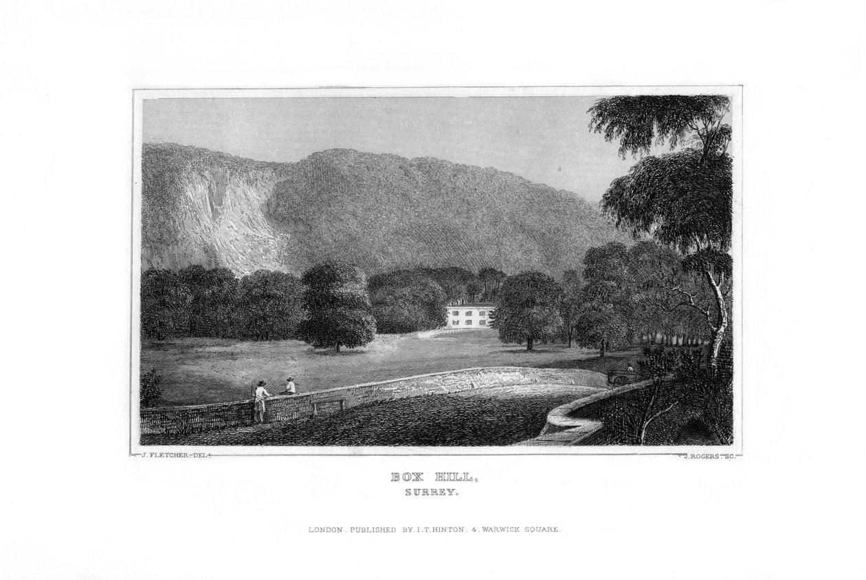 萨里郡Box Hill，1829年。 作者 罗杰斯