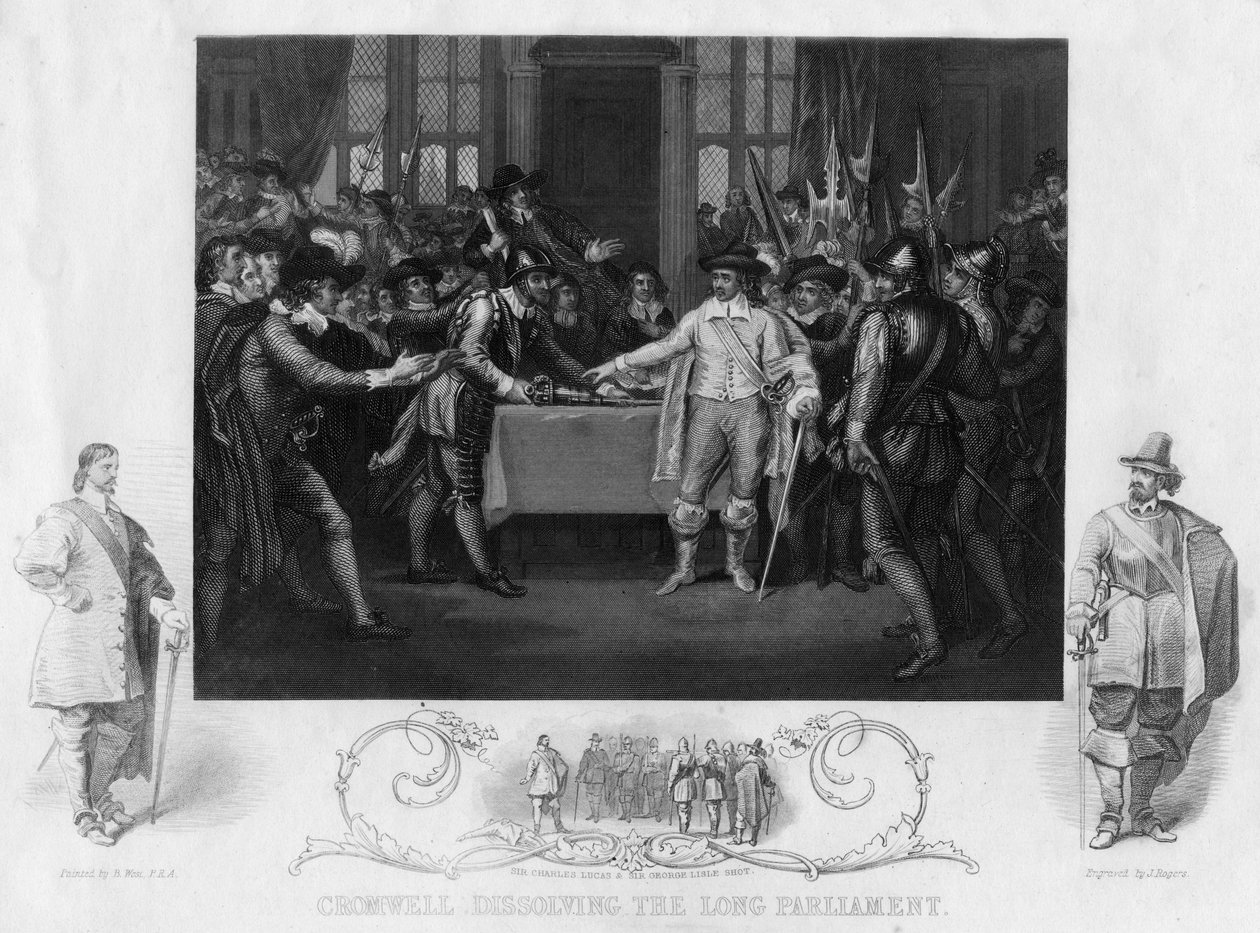 奥利弗·克伦威尔（Oliver Cromwell）1599-1654解除了19世纪的长议会。 作者 罗杰斯